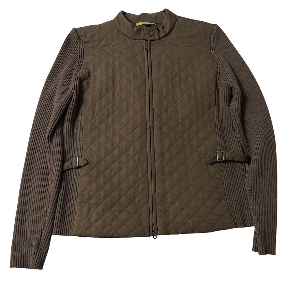 Sigrid Olsen Sport‎ Womens Large Quilted Knit Brown Jacket Gorpcore Granola
